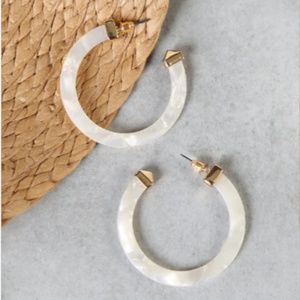 Acetate Lucite White Clear Hoop Earrings